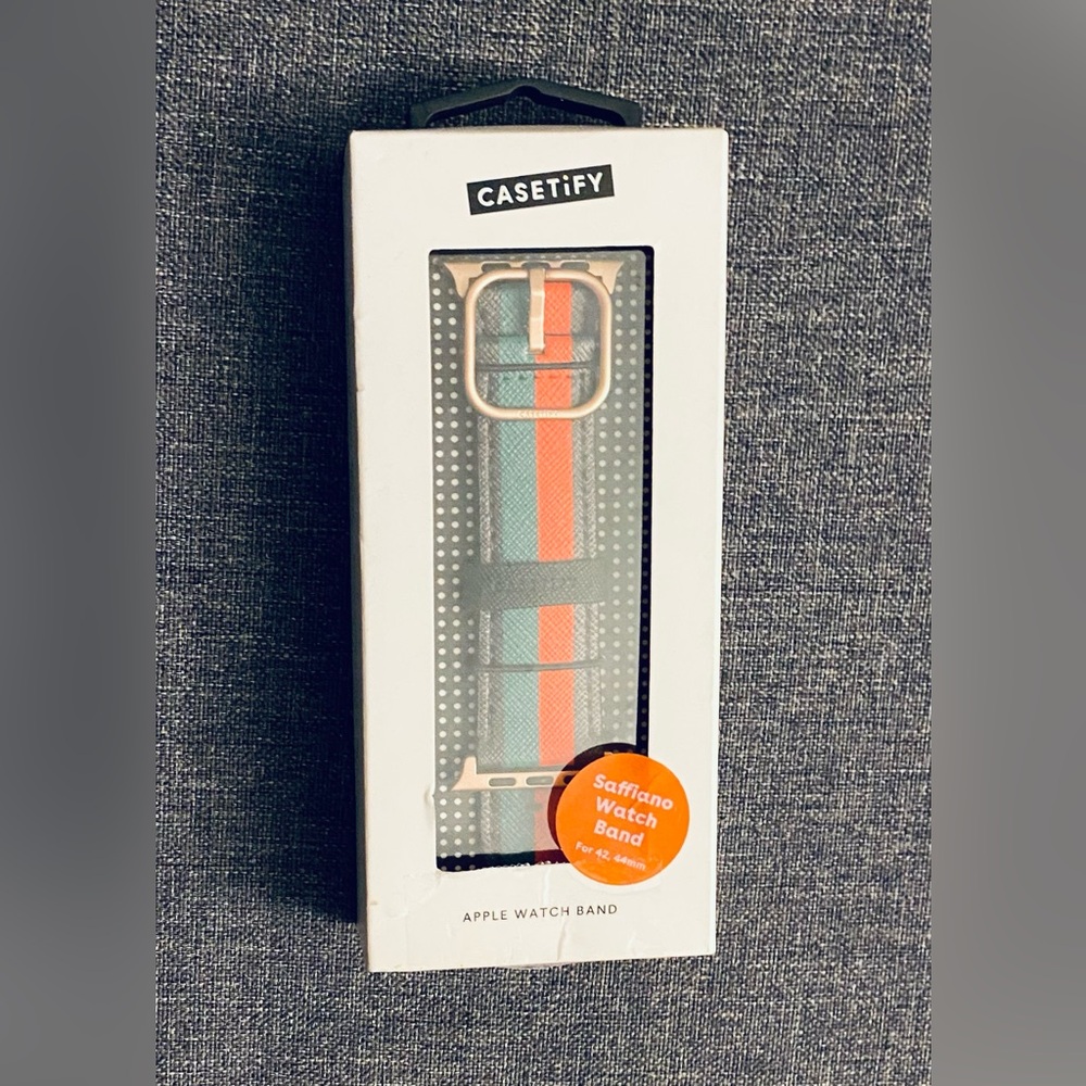 NEW Casetify Chic Stripe Apple Watch Strap Saffiano Watch Band 42mm & 44mm - Picture 6 of 10